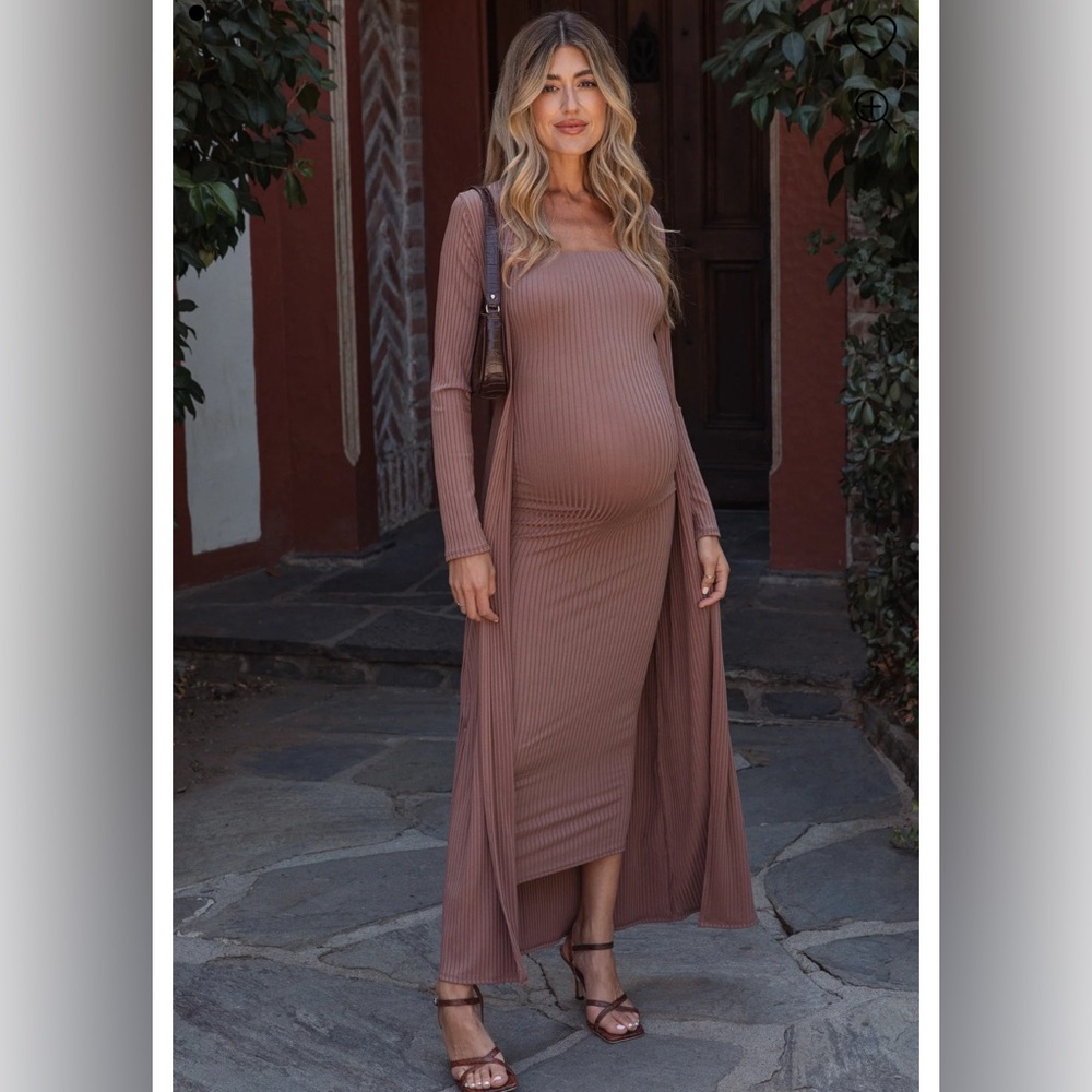 Maternity dress and cardigan